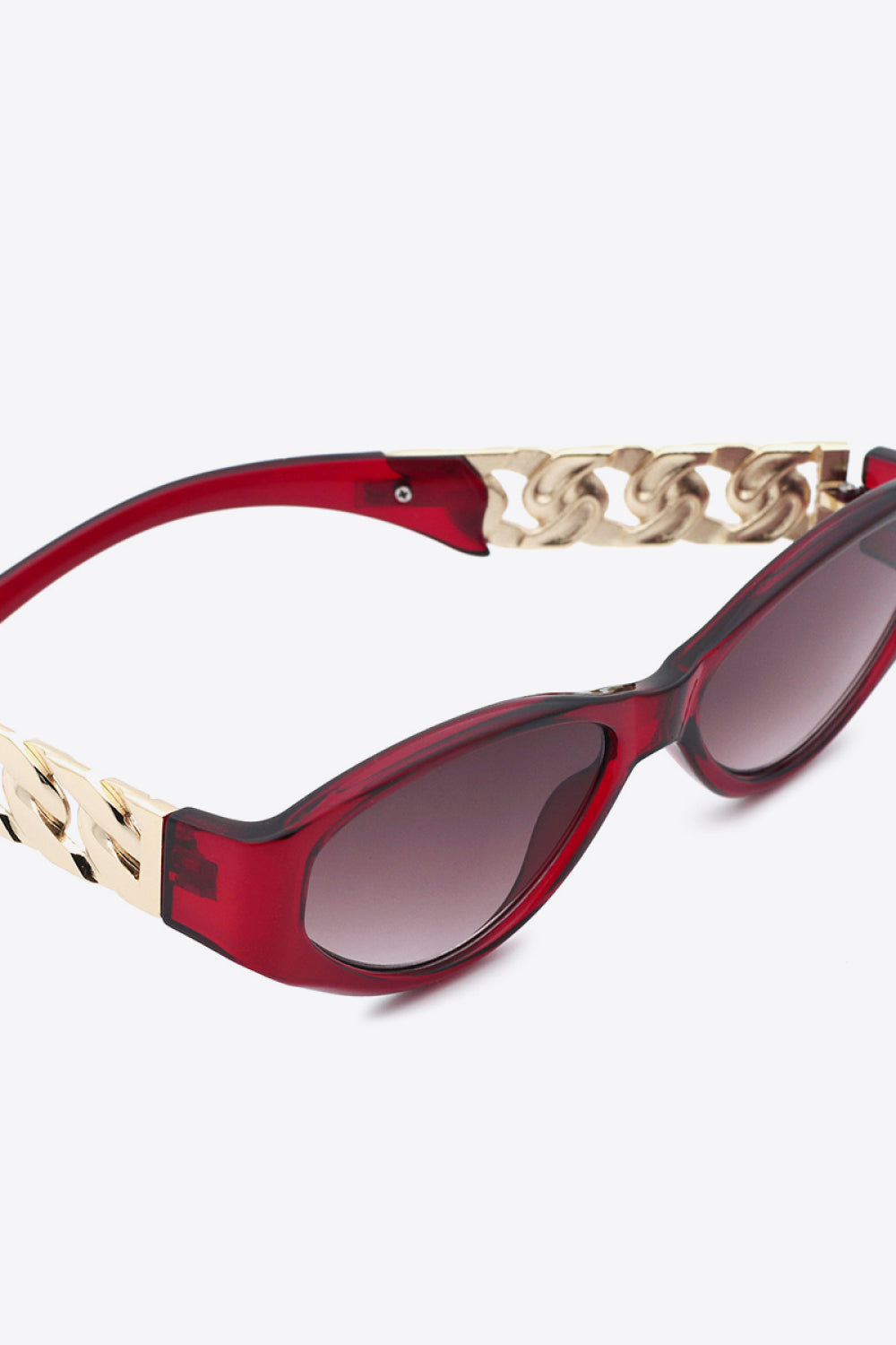 Chain Detail Temple Cat Eye Sunglasses - Fashorio