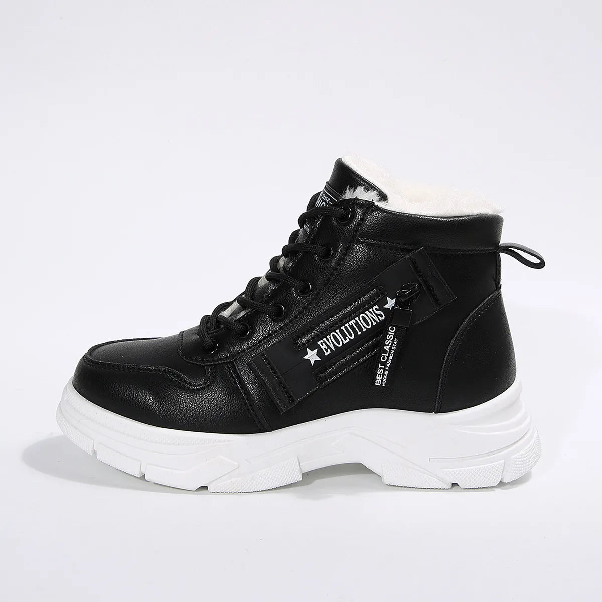 Premium Lace-Up Combat Boots with Fleece Line - Fashorio