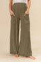 BiBi 2tone Cord Rib Waist Band Side Pocket Pants OLIVE - Fashorio