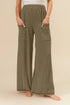 BiBi 2tone Cord Rib Waist Band Side Pocket Pants OLIVE - Fashorio