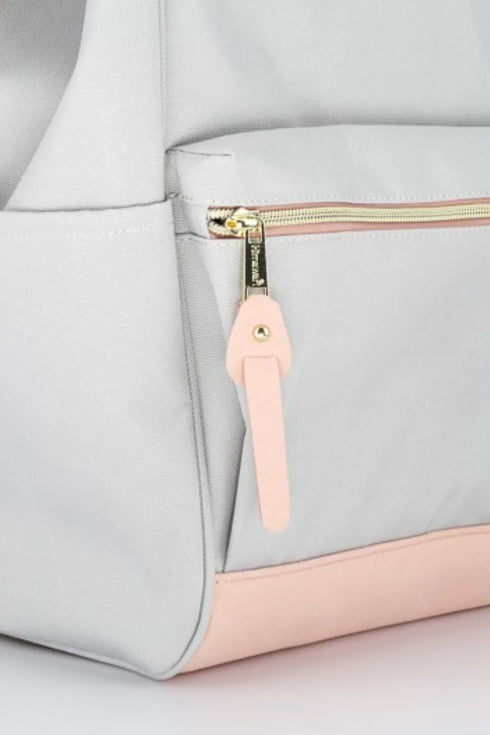 Himawari Contrast Waterproof Canvas Backpack Bag with Side Pockets - Fashorio