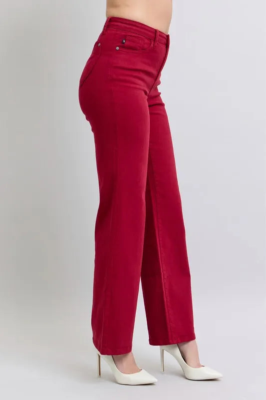 Judy Blue Full Size High Waist Heart Shaped Back Pockets 90's Straight Jeans Plus Size - Fashorio