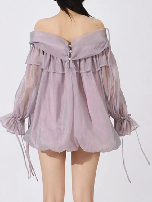 Ruffled Off-Shoulder Flounce Sleeve Blouse - Fashorio