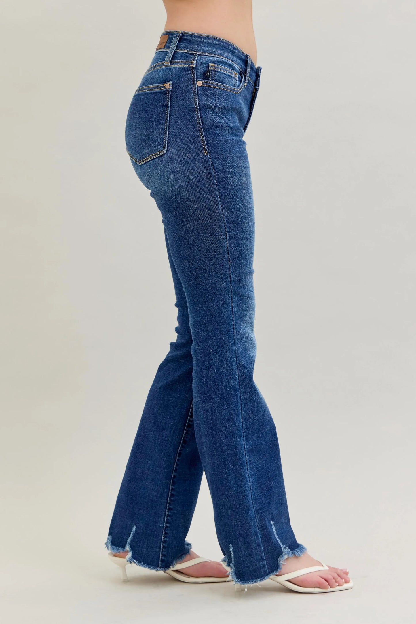 Judy Blue Full Size Mid-rise Non-distressed Hem Bootcut Jeans Plus Size - Fashorio