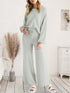 Long Sleeve Lounge Top and Drawstring Pants Set Light Gray - Fashorio