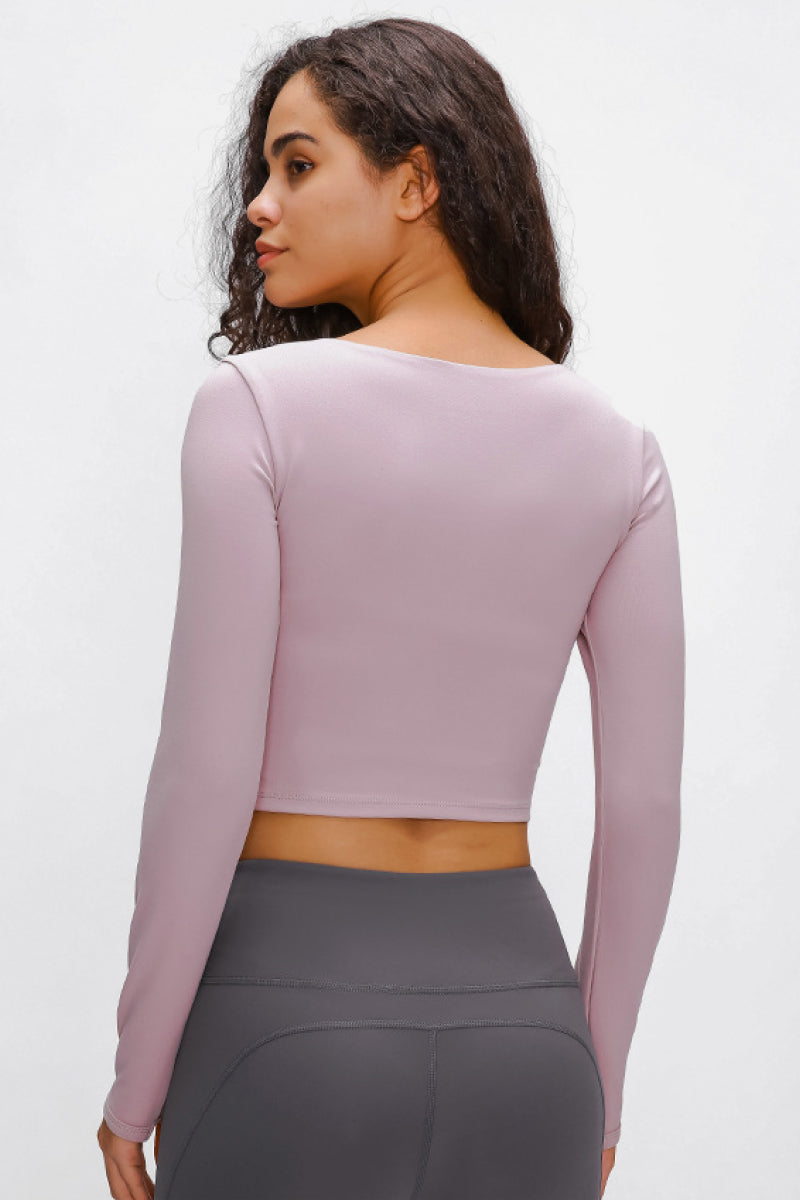 Millennia Long Sleeve Cropped Top With Sports Strap - Fashorio