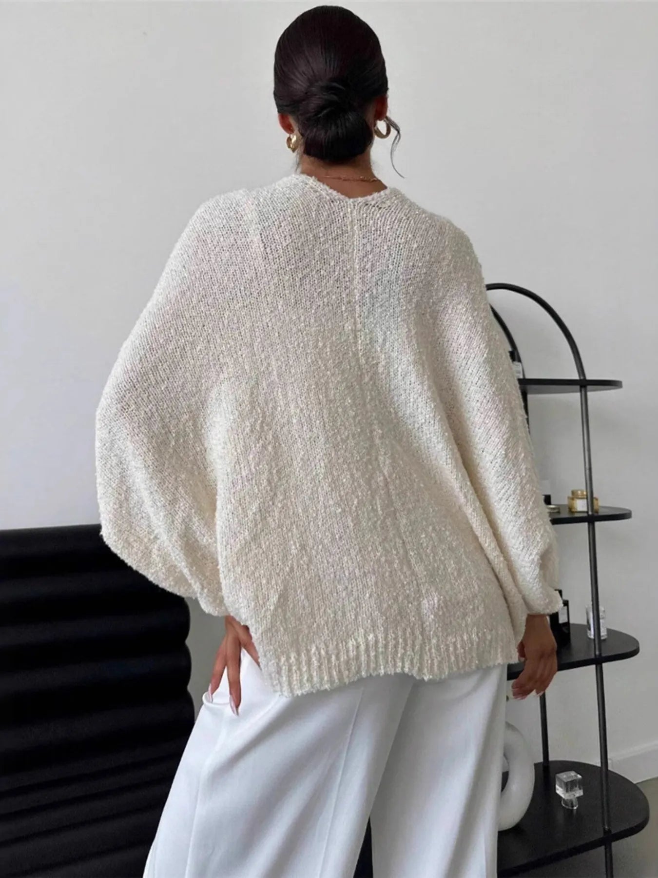 Twist-Front Textured Knit Cardigan - Fashorio