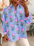 Floral Striped Button-Down Shirt - Fashorio