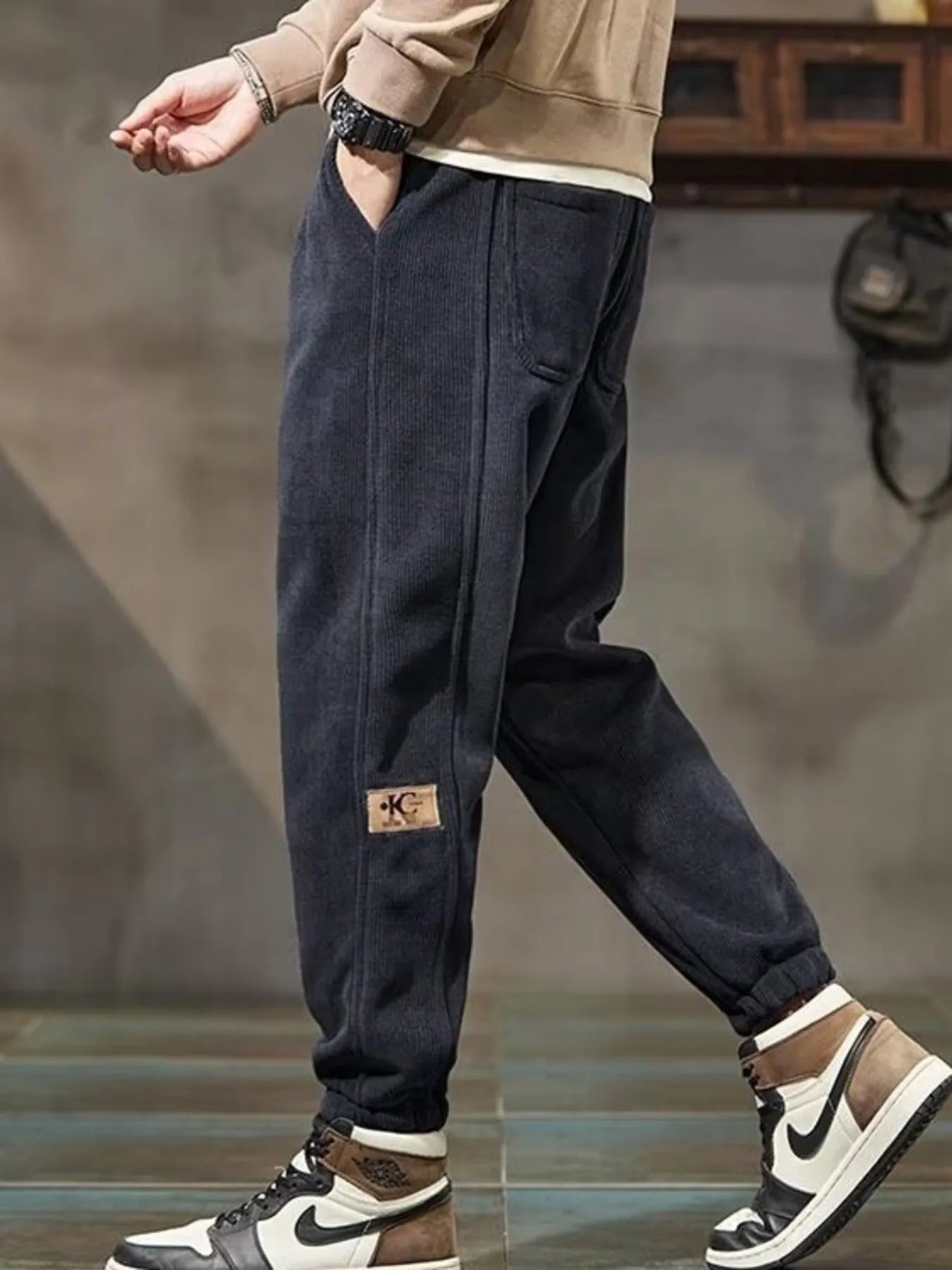 Men's Plus Size Casual Joggers with Pockets Gray - Fashorio