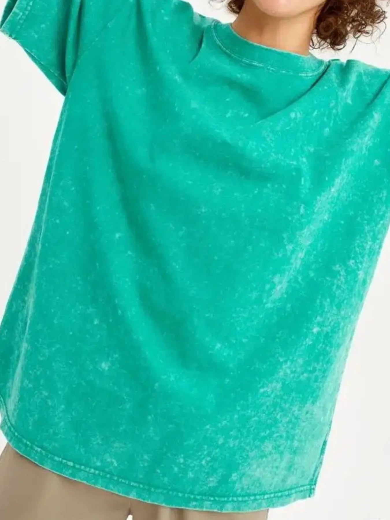 Round Neck Short Sleeve T-Shirt Green - Fashorio