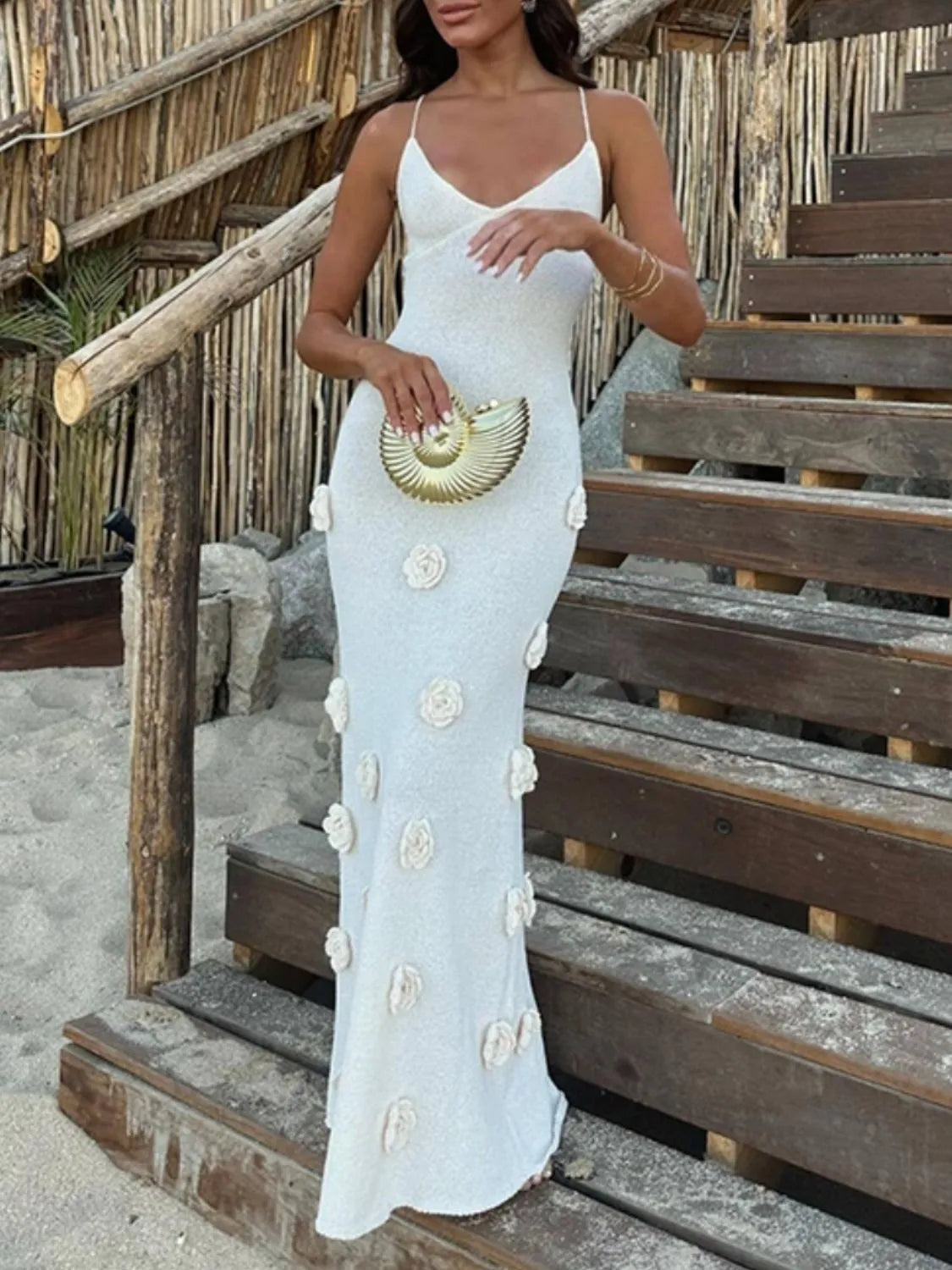 Flower Maxi Sweater Cami Dress - Fashorio