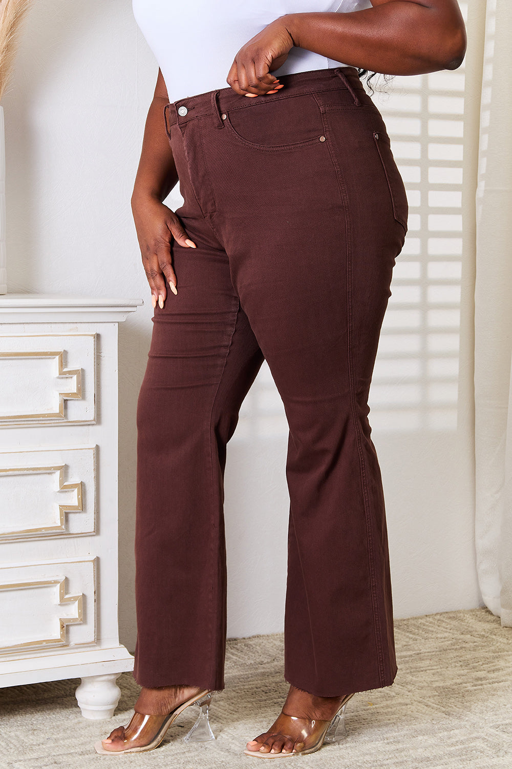 Judy Blue Full Size Tummy Control Garment Dyed Flare - Fashorio