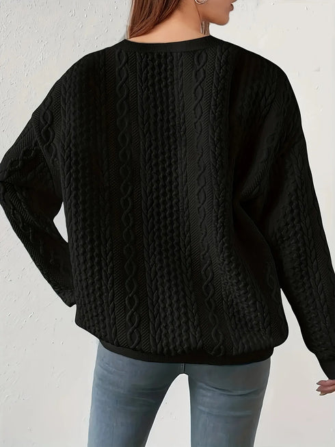 Round Neck Long Sleeve Sweatshirt - Fashorio