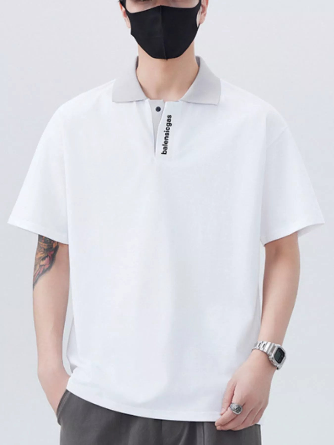 Men's Plus Size Contrast Collar Short Sleeve Polo - Fashorio