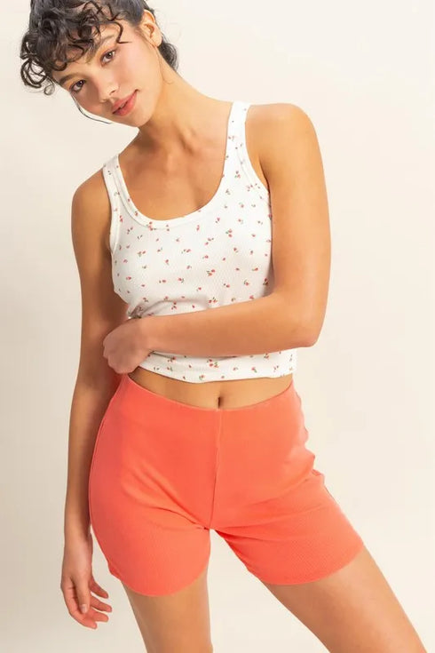 HYFVE High Waist Ribbed Fitted Biker Shorts - Fashorio