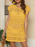 Openwork Round Neck Cover-Up Gold One Size - Fashorio