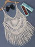 Crochet Fringe Beach Cover Up Apricot One Size - Fashorio