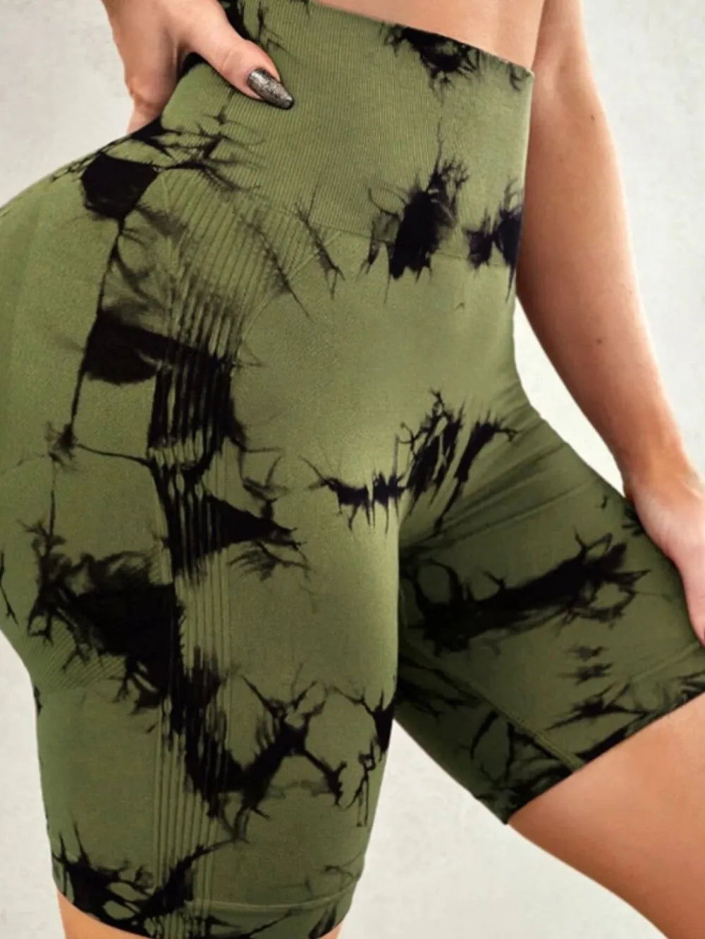 Tie-Dye High Waist Active Shorts - Fashorio