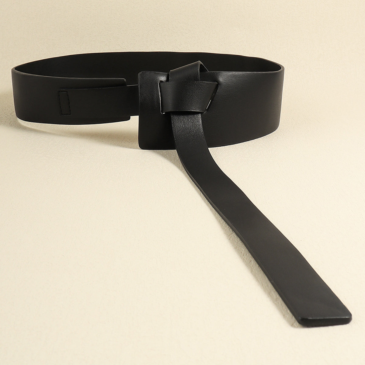 Knot Detail PU Belt Black One Size - Fashorio