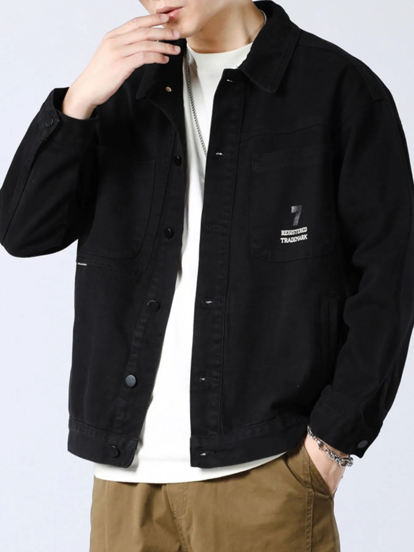 Men's Full Size Button Up Long Sleeve Shacket Plus Size - Fashorio