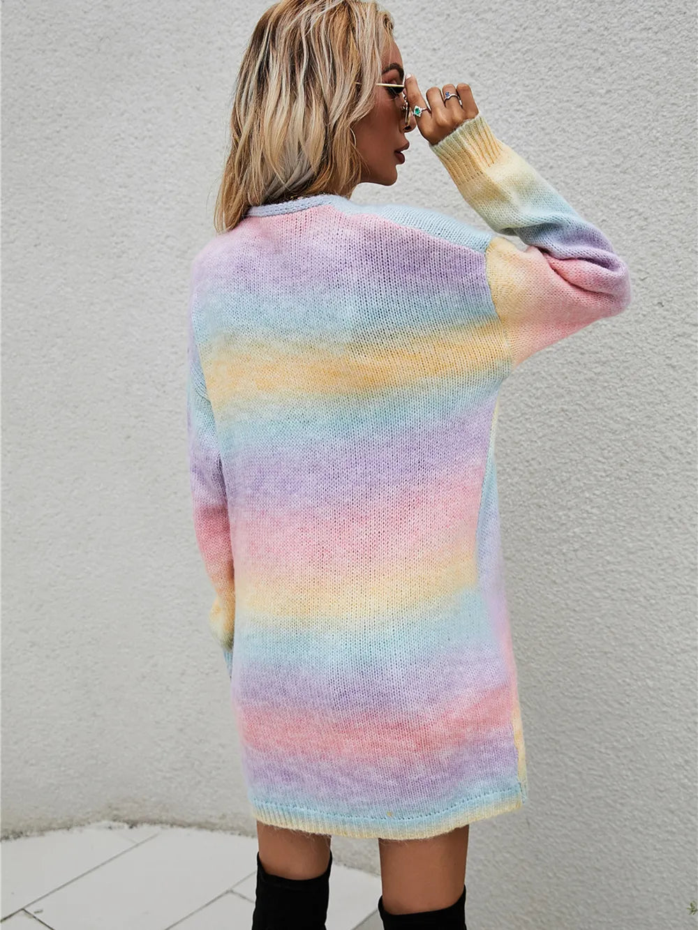 Angel Wings Full Size Pocketed Open Front Gradient Cardigan - Fashorio