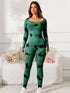 Scoop Neck Long Sleeve Active Jumpsuit - Fashorio