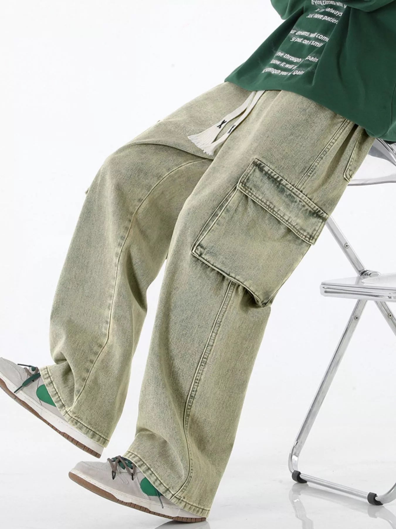 Men’s Plus Size Wide Leg Cargo Jeans – Full Size Relaxed Fit - Fashorio