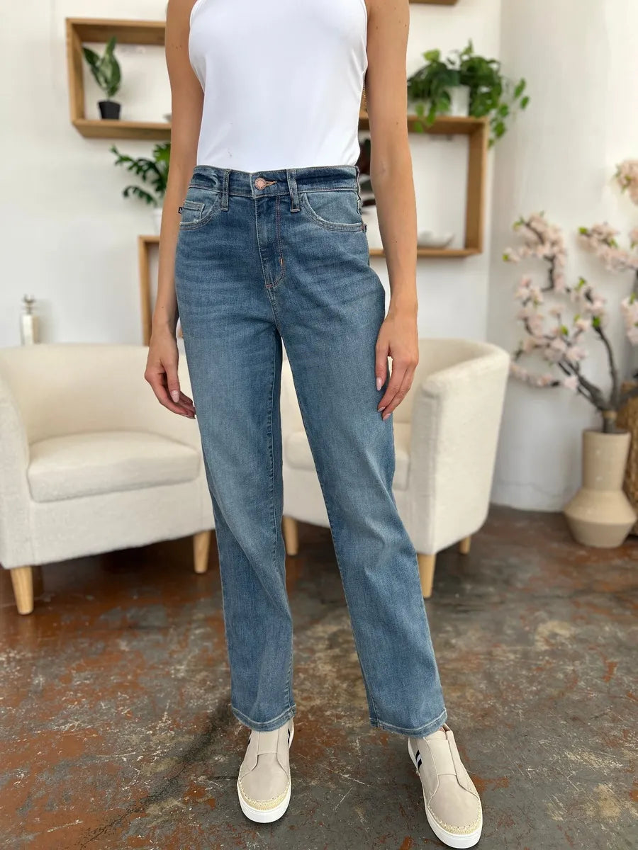 Judy Blue Full Size High Waist Straight Jeans - Fashorio