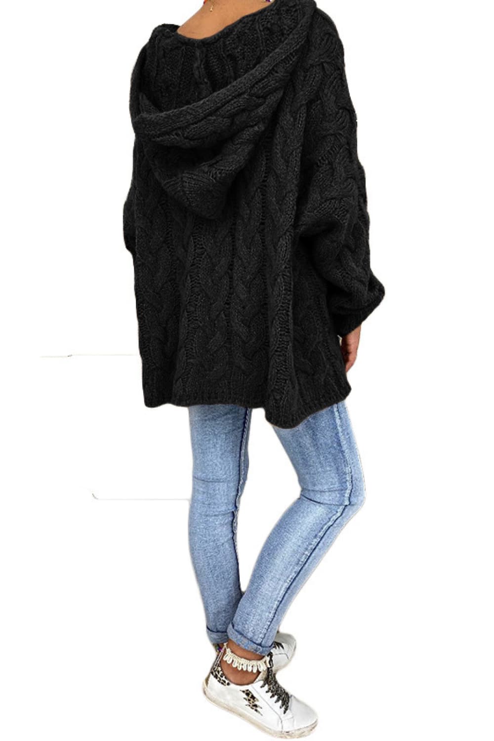 Cable-Knit Hooded Sweater - Fashorio