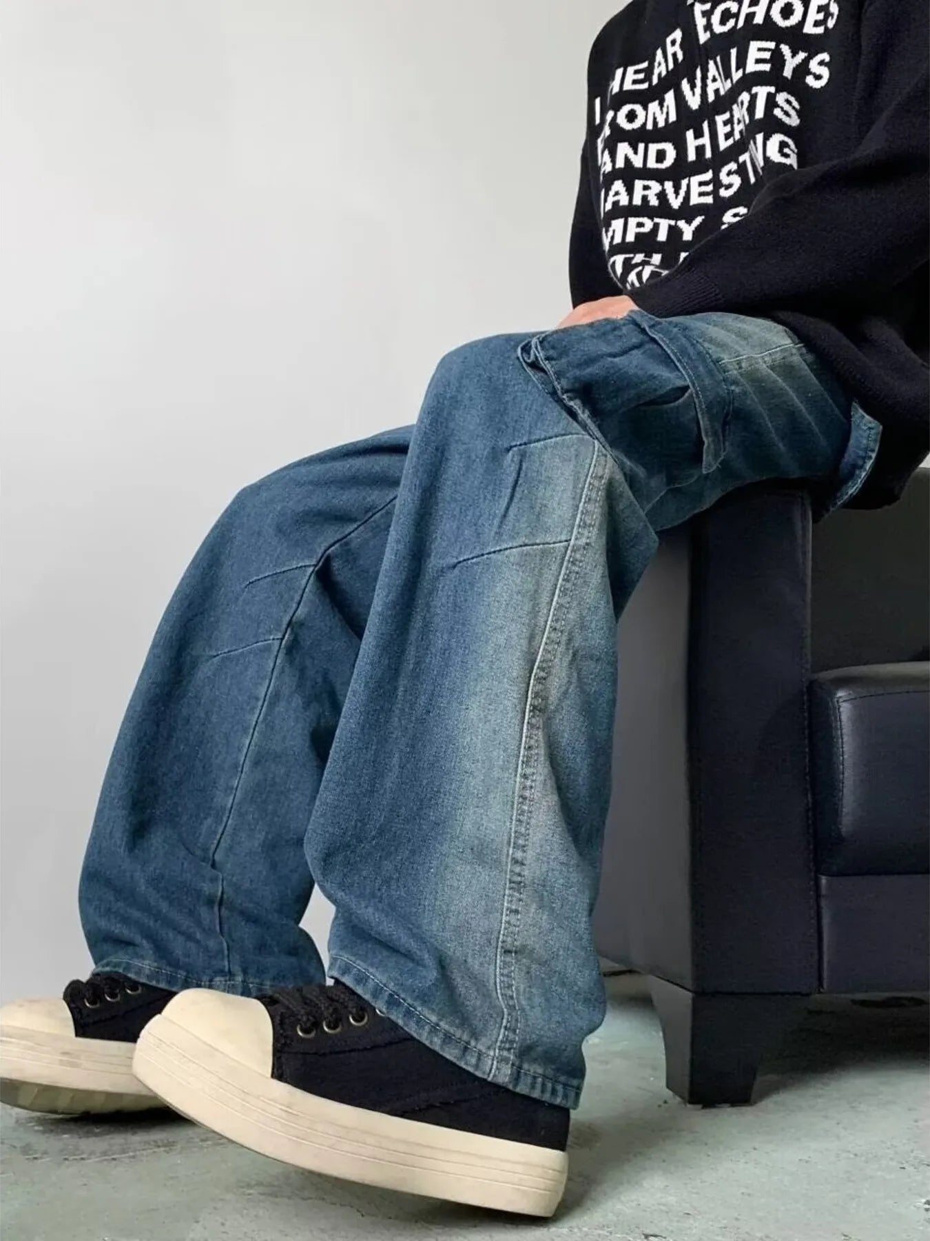Men's Full Size Cargo Wide Leg Baggy Jeans Plus Size - Fashorio