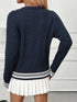 Contrast Striped V-Neck Sweater - Fashorio