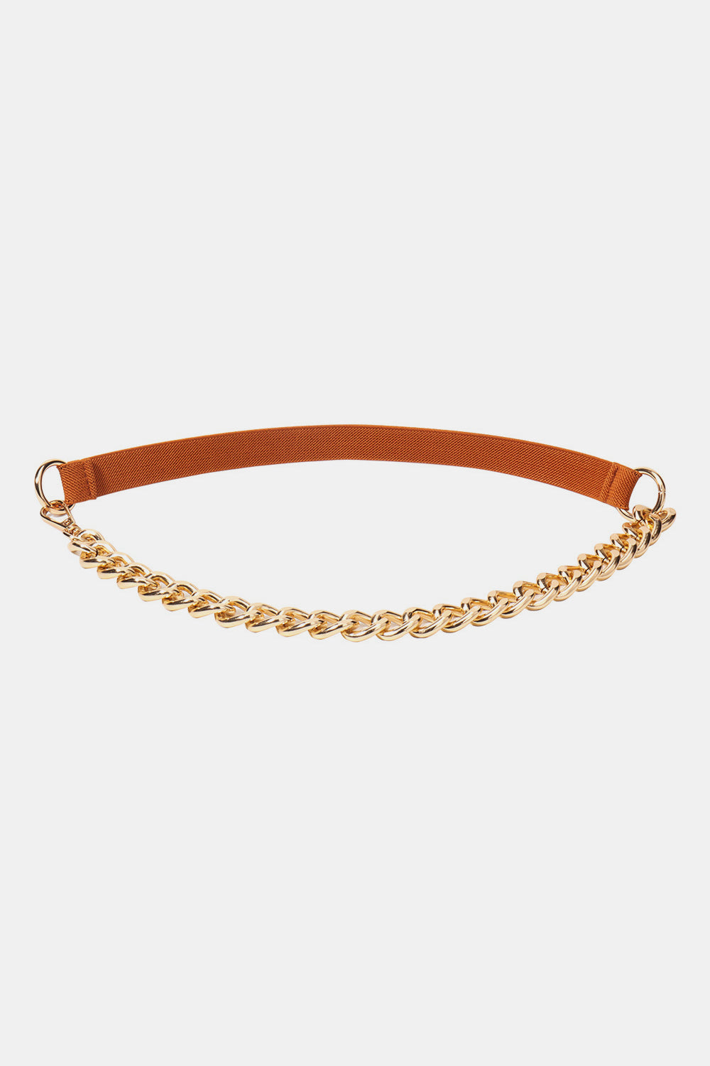 Half Alloy Chain Elastic Belt Brown Gold One Size - Fashorio