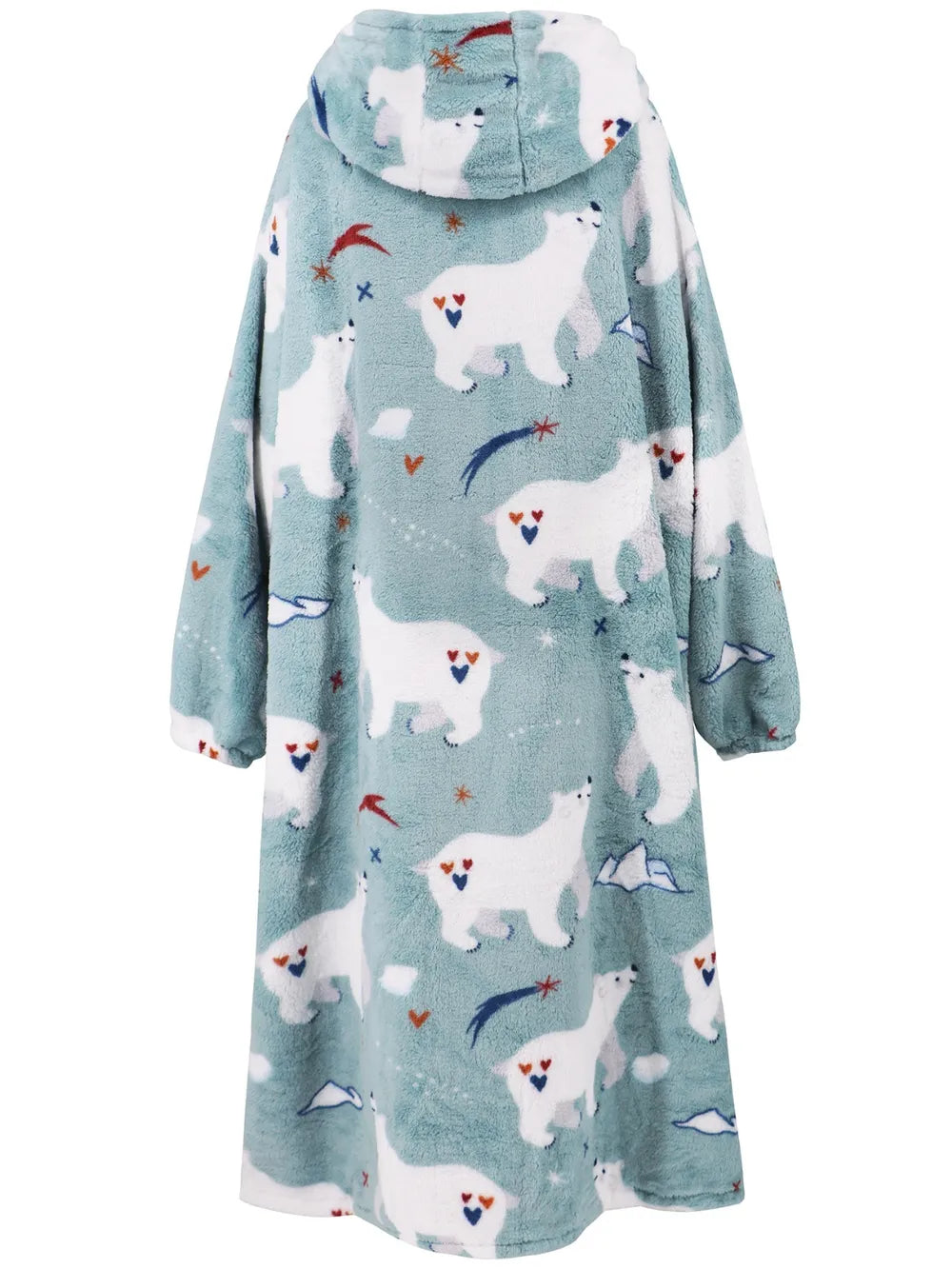 Fuzzy Pocketed Long Sleeve Hooded Lounge Dress - Fashorio