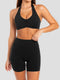 Halter Neck Cami and Shorts Active Set Black - Fashorio