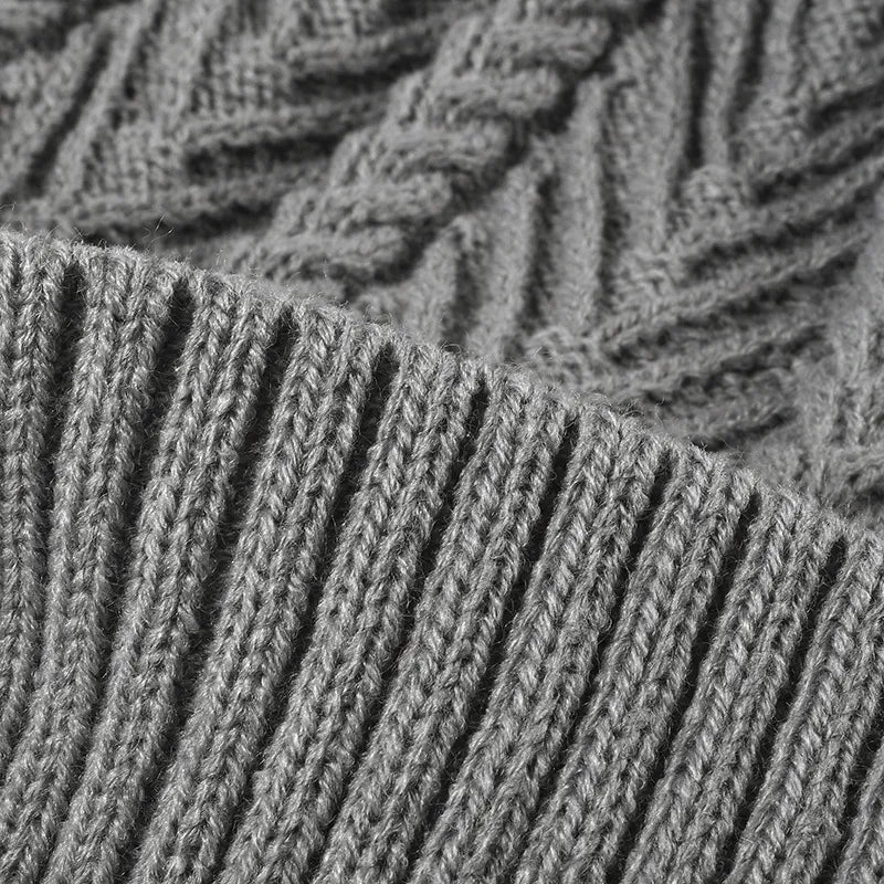 Cable Knit Solid Color Hat with Pompom - Fashorio