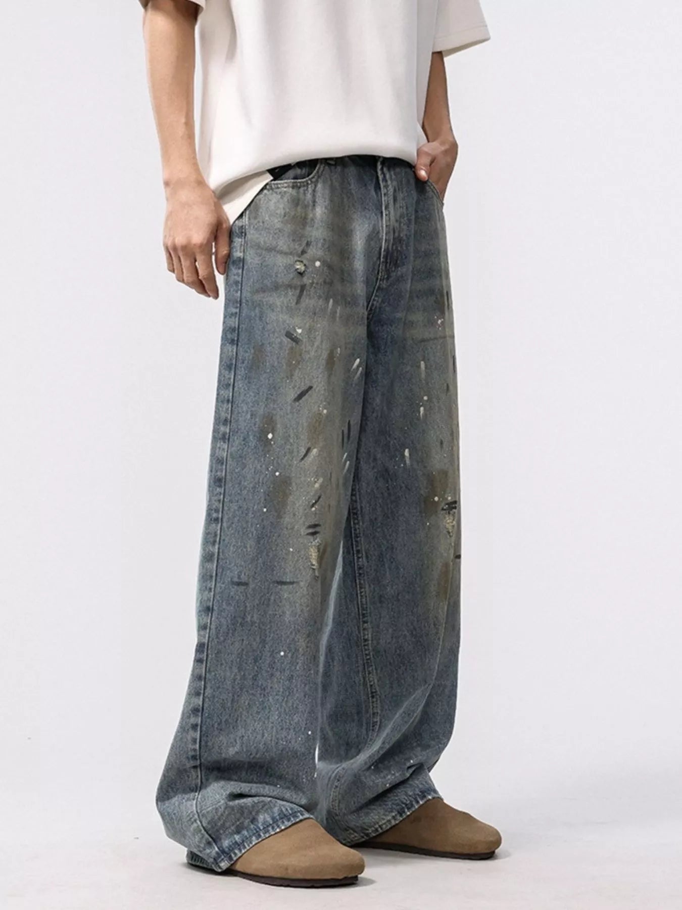 Men's Washed Loose Fit Jeans - Fashorio