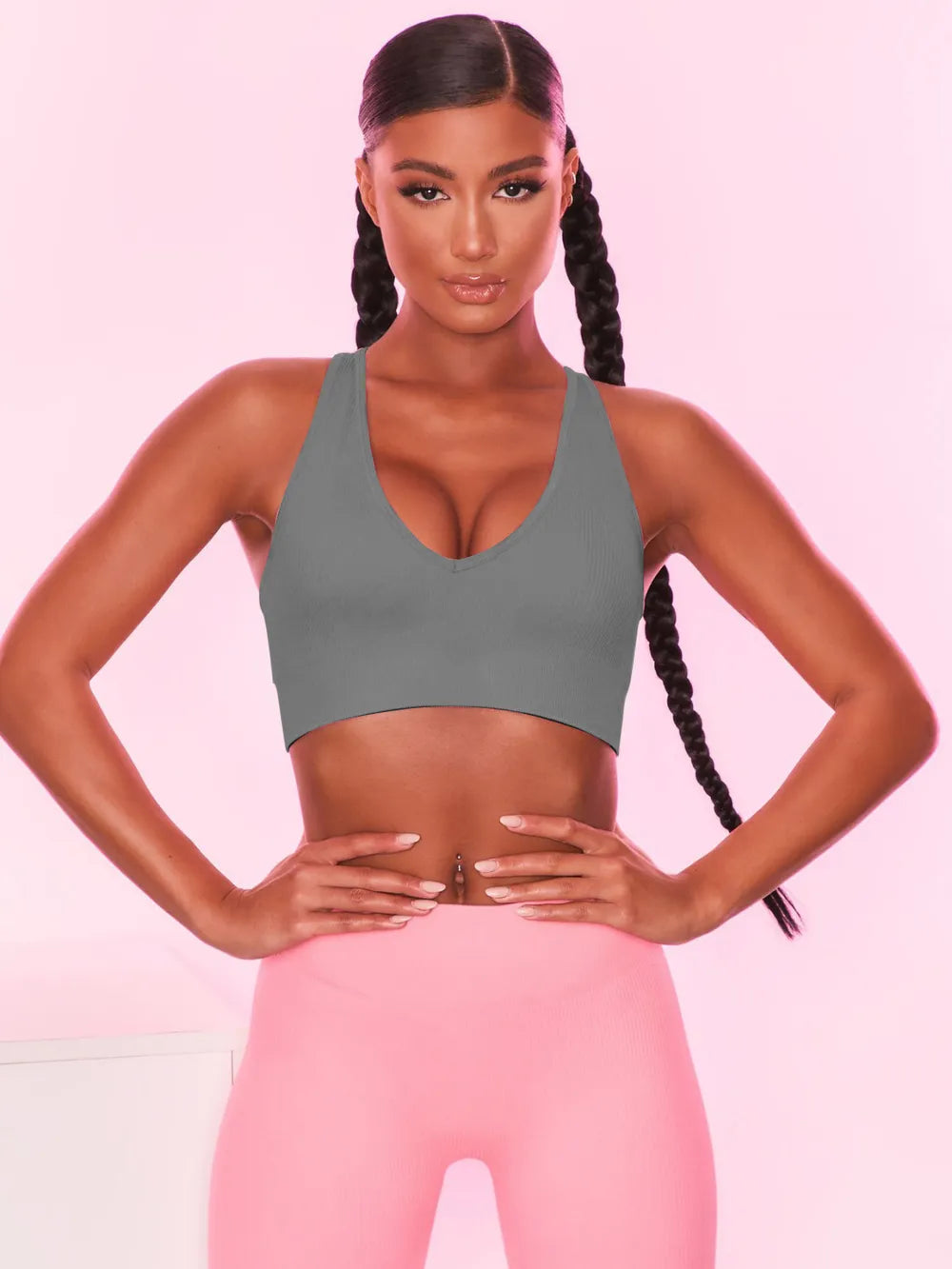 Scoop Neck Wide Strap Active Bra - Fashorio