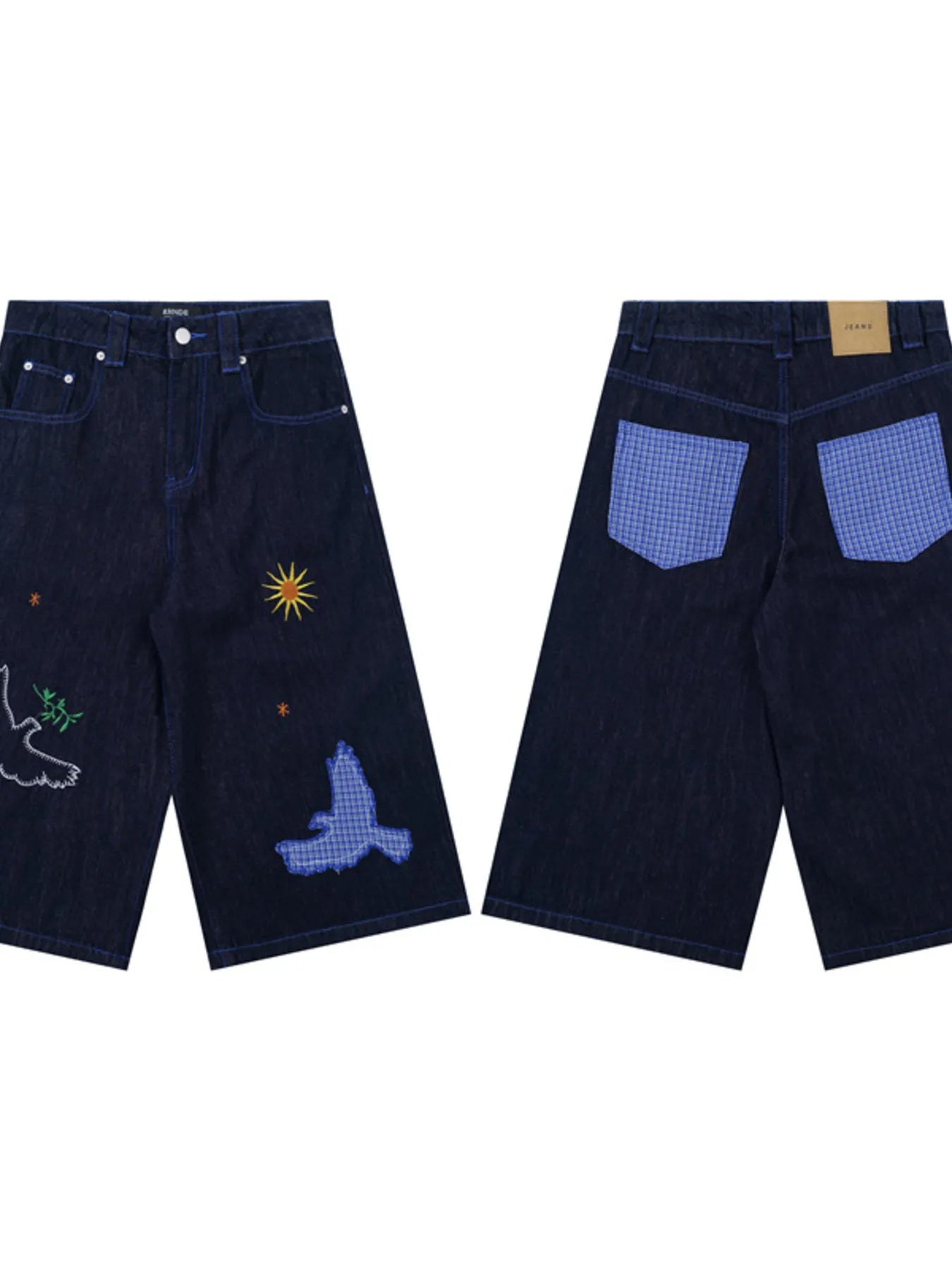 Men's Embroidered Wash Denim Shorts - Fashorio