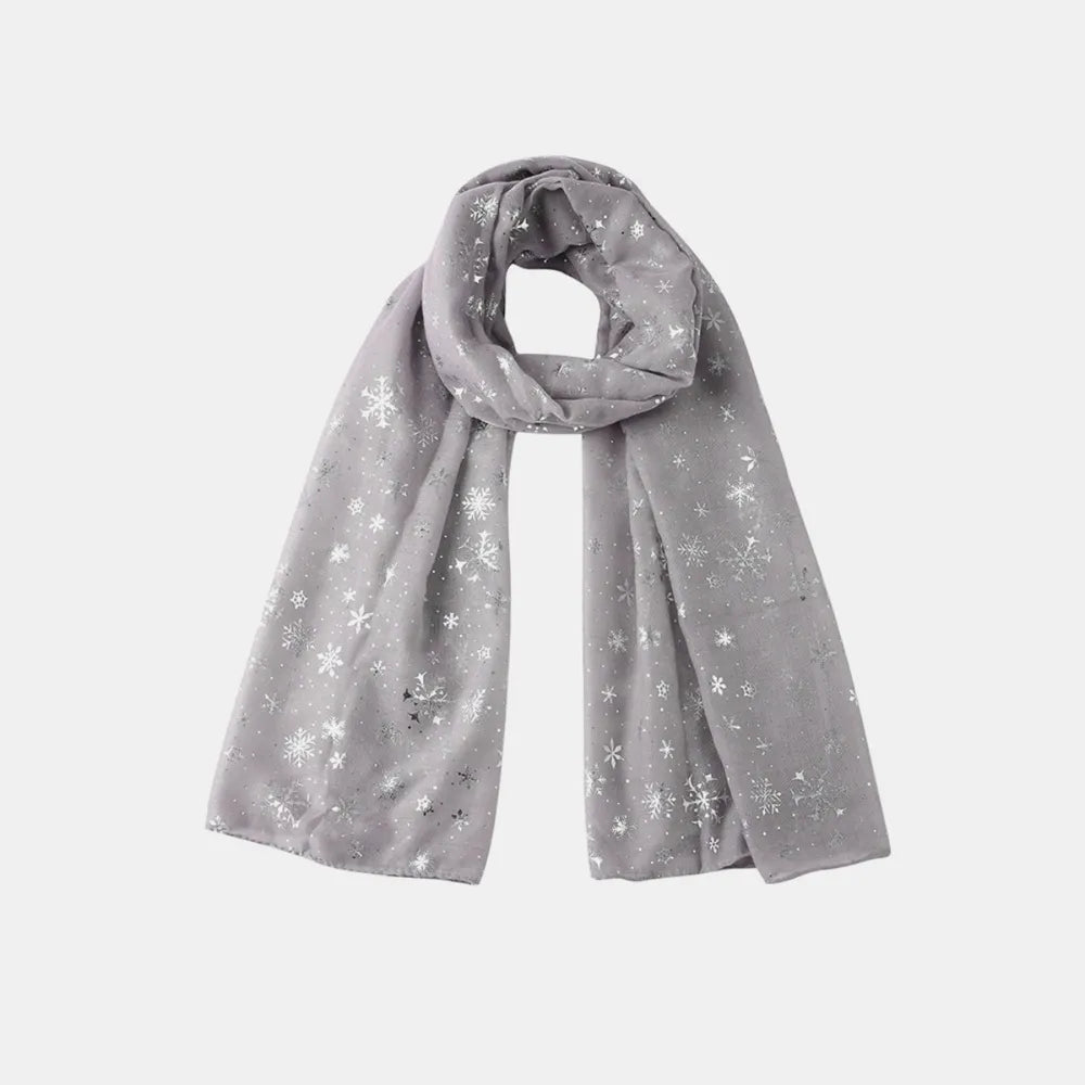 Thermal Snowflakes Polyester Scarf Gray One Size - Fashorio
