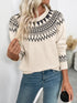 Nordic Fair Isle Pattern Round Neck Sweater Apricot - Fashorio