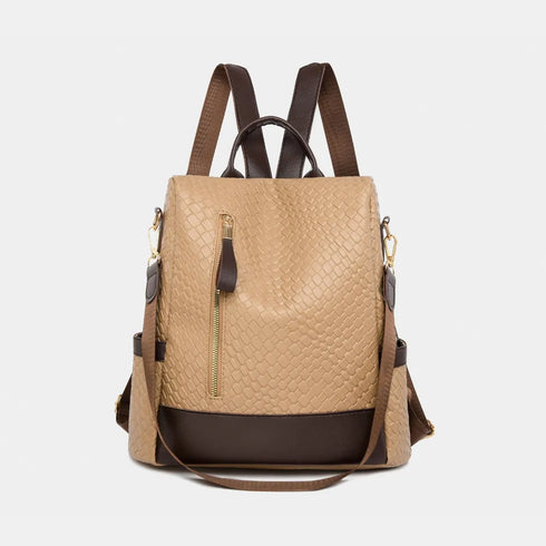 PU Leather Backpack Bag Tan One Size - Fashorio