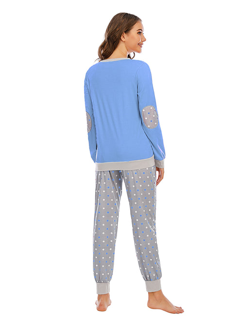 Long Sleeve Top and Polka Dot Pants Set - Fashorio