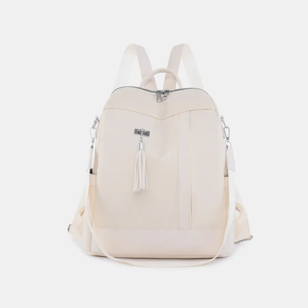 Tassel Oxford Cloth Backpack Bag Ivory One Size - Fashorio