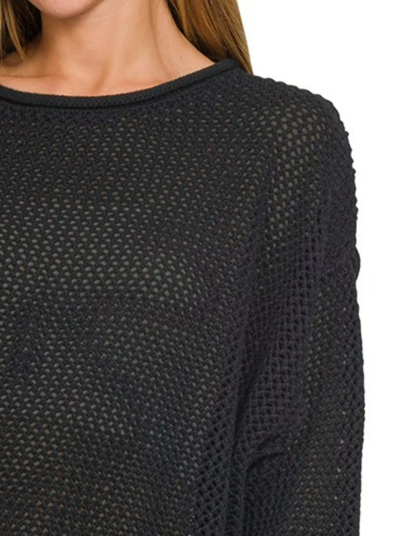 Zenana Textured Drop Shoulder Knit Top - Fashorio