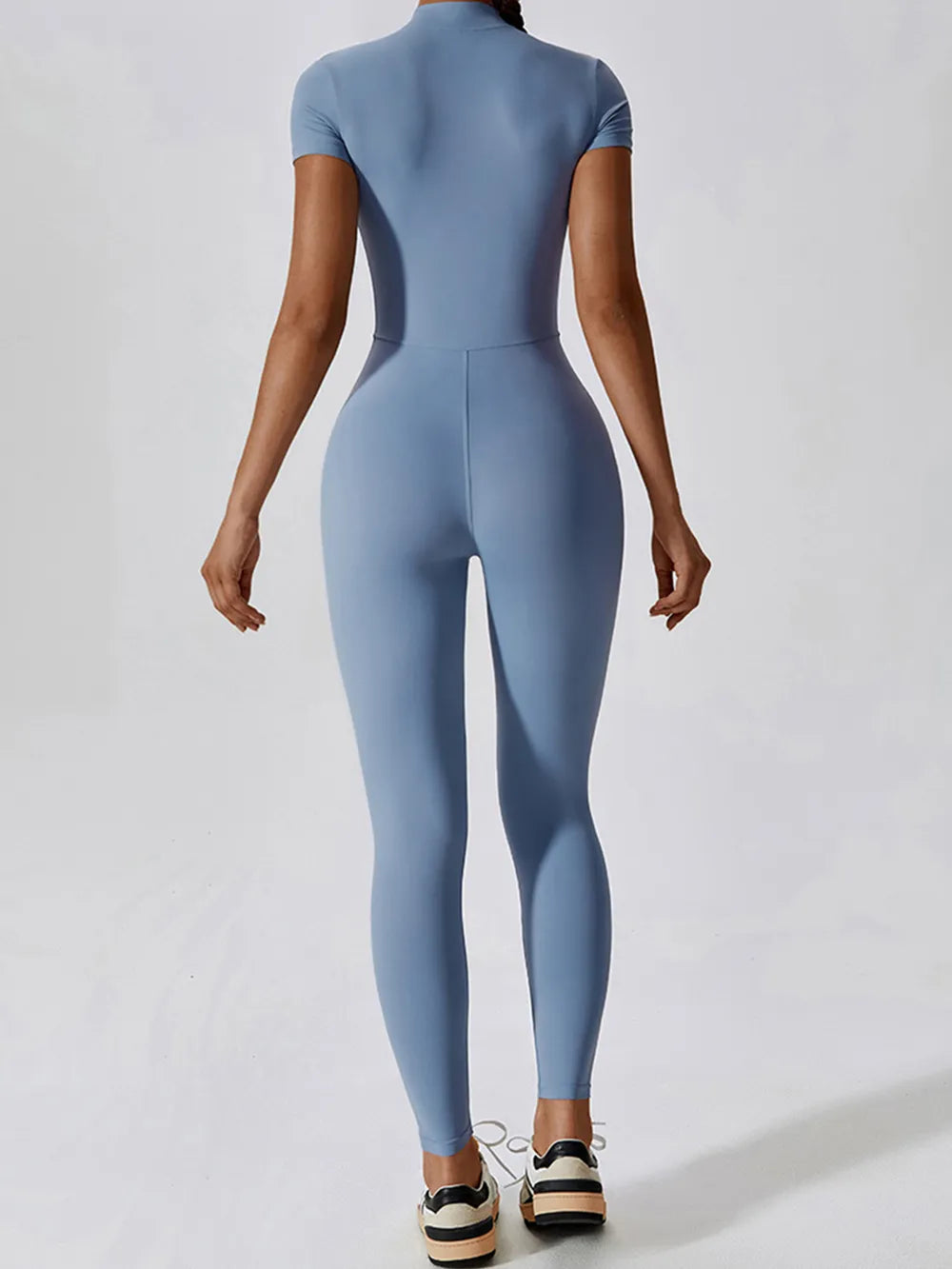 Basic Bae Half Zip Short Sleeve Active Jumpsuit - Fashorio