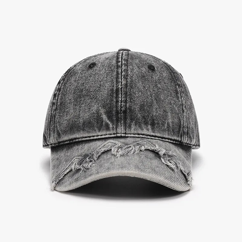 Fringe Adjustable Cotton Baseball Cap Black One Size - Fashorio
