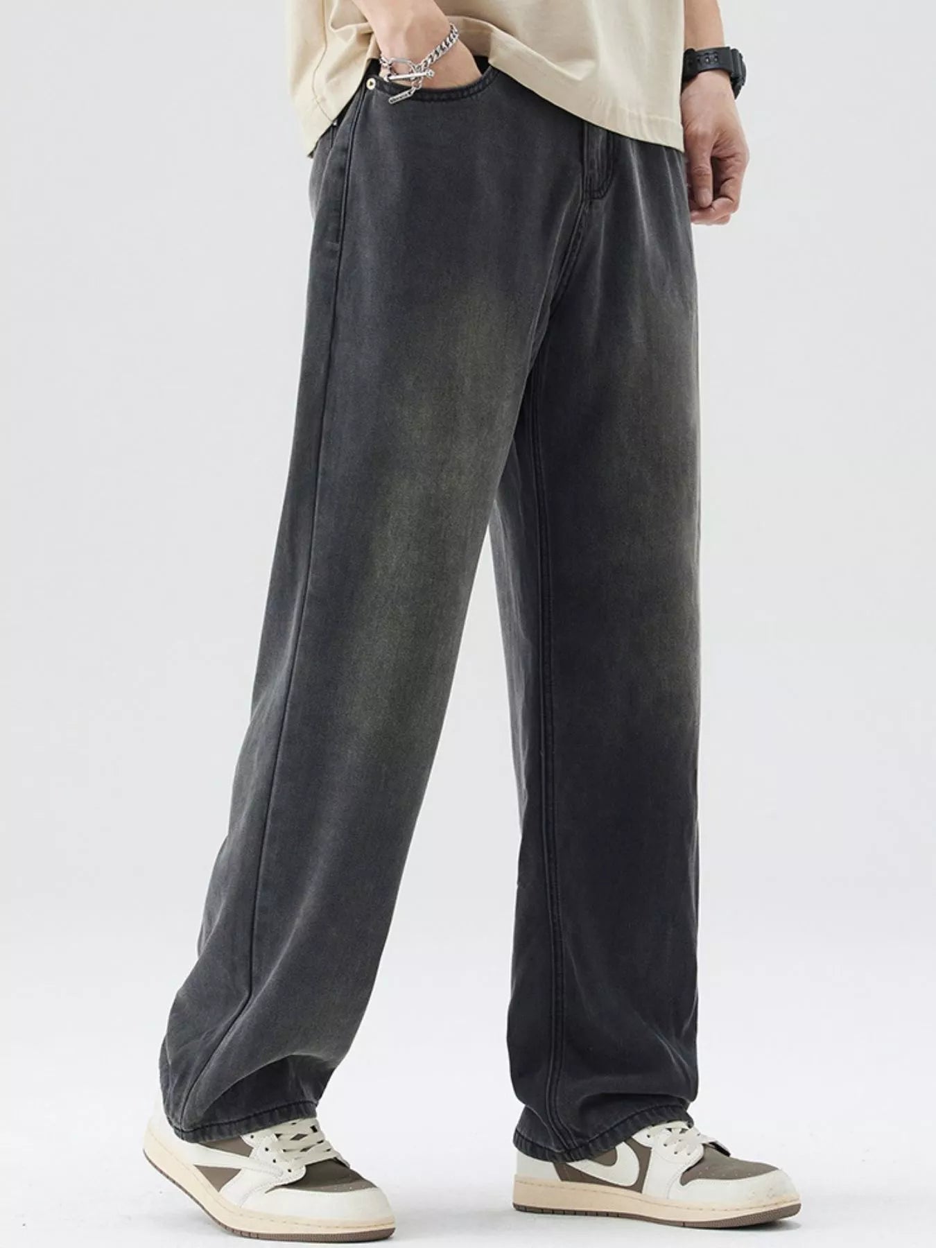 Men's Plus Size Wide Leg Wash Jeans - Fashorio