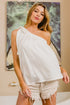 BiBi Cotton Span Knit With Tied Ribbon One Shoulder Top - Fashorio