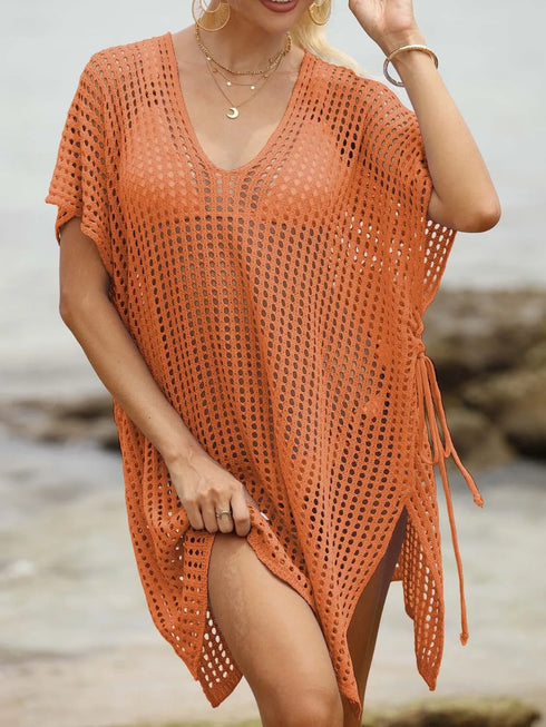 Side Tied V-Neck Cover-Up - Fashorio