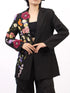 Pearl Detail Flower Lapel Collar Blazer - Fashorio